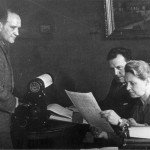 Petra Petersen, sammen med Alex Petersen og Alfred Lunde, 1945.